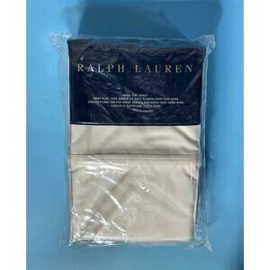 NEW Ralph Lauren Flat Sheet King Size Solid-Color Sheet, Regatta Cream